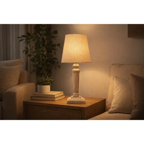 Image of tu casa Wooden Table Lamps with Off-White Jute Shade for Home Decor, Bedrooms, Living Room, Gifting, Diwali Decoration, 