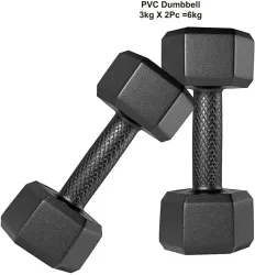 Tucker FITNESS HEX SHAPE PVC Dumbbell Set (3Kg * 2pcs = 6kg) Fixed Weight Dumbbell (6 kg)