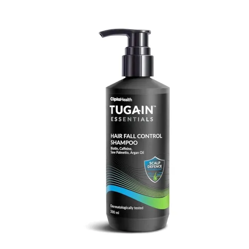 Image of Tugain Essentials Hair Fall Control Shampoo | with Biotin, Caffeine and Argan Oil for Stronger & Thicker hair | For Men 