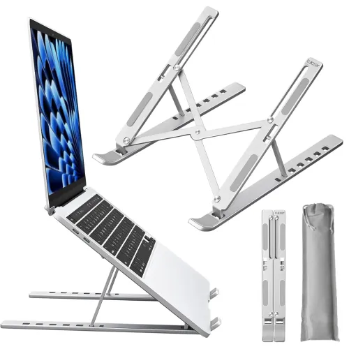 Image of Tukzer Foldable Laptop Stand Riser for Laptop, MacBook, Notebook & Tablets up to 17 Inch, 7 Level Height Angle Adjustmen