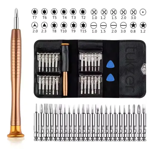 Image of Tukzer 27 in 1 Precision Screwdriver Set Multi Pocket Repair Tool Kit with Leather wallet