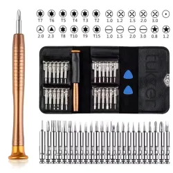 Tukzer 27 in 1 Precision Screwdriver Set Multi Pocket Repair Tool Kit with Leather wallet