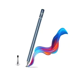Tukzer Universal Stylus Pen for Smartphone/Tablet/iPad/Pro/Air/iPhone/iOS/Android/All Touch Screens Devices| Fine Point Disc Tip, Lightweight Aluminum Body Magnetic Cap Drawing Writing (Grey...