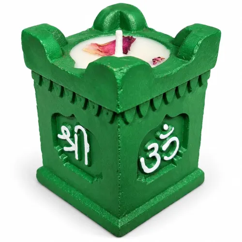 Image of Tulsi Pot Decorative Diya Holder Combo Set of 4, Square Om Design