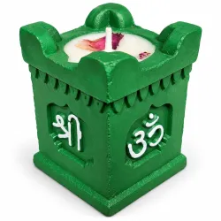 Tulsi Pot Decorative Diya Holder Combo Set of 4, Square Om Design