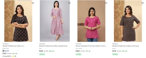 Image of Tulsiram Women's Kurtas at minimum 79% Discount