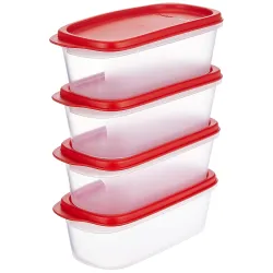 Tupperware Plastic Smart Saver Storage Container Sets (4, 500 Ml), Red, Blue