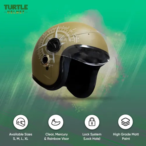 Image of Turtle Helmet Star with Visor Open Face Design with Scratch Resistive Clear Visor .