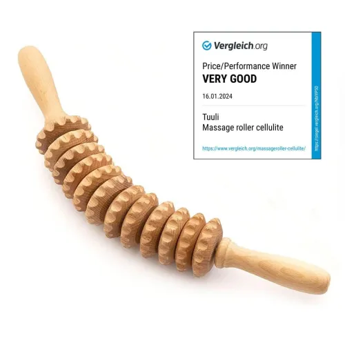 Image of Tuuli Accessories - Curved Wooden Massage Roller for Waist and Thigh, Multi-Functional Body Roller for Cellulite Reducti