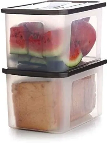 Image of TUWEL Plastic Grocery Container - 2000 ml (Pack of 2, Multicolor)
