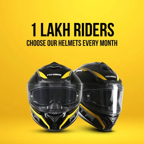 Image of TVS Racing Hurricane Series Motorbike Helmet (Yellow)