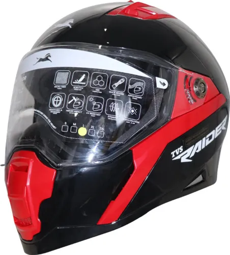 Image of TVS Raider Racing Motorbike Helmet (Black Red)