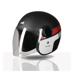 TVS Silk Route Helmet for Men & Women | Vintage Open Face Helmet with Clear Visor | ISI & DOT Certified | ABS Shell | EPS Liner | Retro Stylish for City & Highway Riding