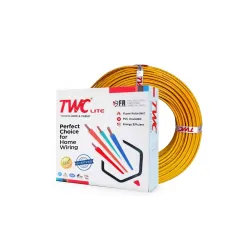 TWC Lite Yellow 0.75 SQMM 180 METER | Copper Wire | HRFR (Heat Resistant Flame Retardant) Lead-Free Cable | Low Smoke Halogen-Free Wire for Home & Industrial Electrical Wiring