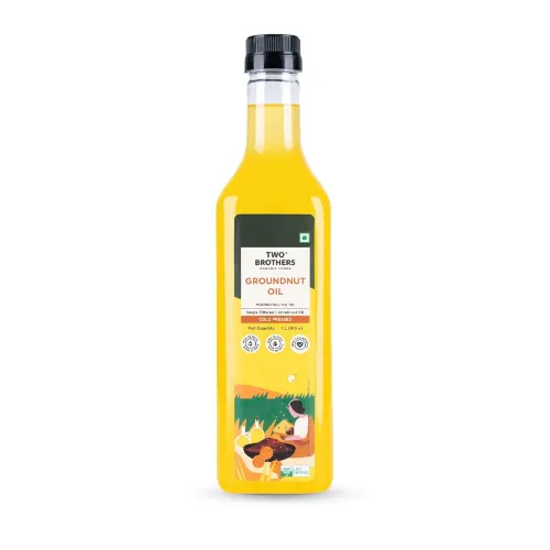 Image of Two Brothers Organic Farms India's Only Certified Glyphosate Free Groundnut Oil 1L | Cold Pressed Kacchi Ghani | Unrefin