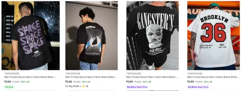 Image of Twocraziie Men's T-Shirts upto 85% Discount