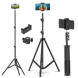 Tygot Lightweight & Portable Portable 7 Feet Long Tripod Stand with Adjustable Mobile Clip Holder for All Mobiles 