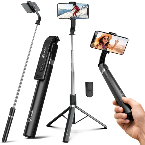 Image of Tygot T9 Selfie Stick Tripod, 67 Inch (170CM) Reinforced Tripod for Mobile Phone, Multi-Functional Bluetooth Long Selfie