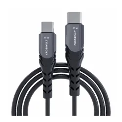 Type-C to Type-C 65W Nylon Braided Sync and Fast Charging Cable, Compatible with Mobile|Laptop|Tablets and MacBook, Supports PD & QC 3.0 Fast Charging.(1 Mtr, Metallic Grey).