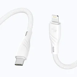 Zebronics Type-C to Lightning Fast Charging Cable, 27W PD Rapid Charging, Charge & Sync Support, Braided Tangle-Free Design, 1.5 Meter Length, Compatible with Type-C PD Adapters (TL300, White)