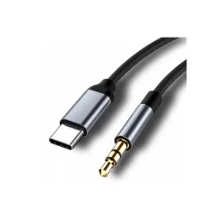 Type-C to 3.5mm Audio Aux Cable, Type-C to 3.5mm Headphone Male Jack Plug Adapter, Auxiliary Stereo Cord, Nylon Braided, Aluminum Shell, Metal Heads, Gold Plated Connector