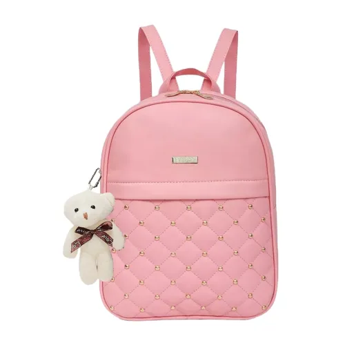 Image of TYPIFY PU Leather Backpack with Teddy Charm