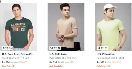 Image of U.S. Polo Assn. Denim Co. Typography Printed Slim Fit T-shirt Starting At @₹384