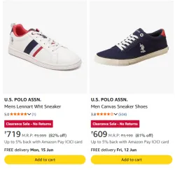 U.S. POLO ASSN. Men Canvas Sneaker Shoes up to 82% Discount
