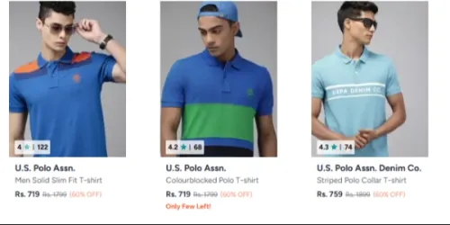 Image of U.S. Polo Assn. Men's Slim Fit T-shirt Upto 60% OFF