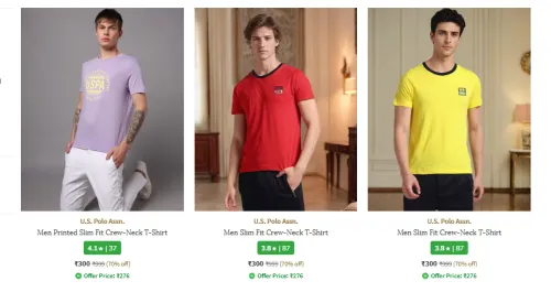 Image of U.S. POLO ASSN. Men's Fashion T-shirt Starts Price @ ₹276