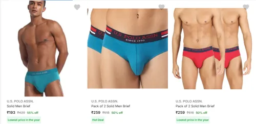 Image of U.S. POLO ASSN. Solid Men Brief Starting at ₹193