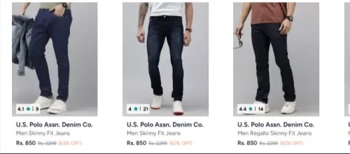 Image of U.S. Polo Men Stretchable Jeans Minimum 63%Discount