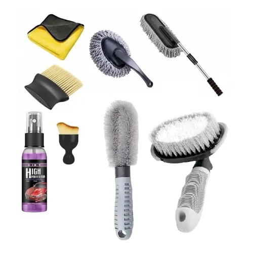 Image of UCRAVO 8-Piece Professional Car Cleaning Kit with Extendable Microfiber Duster | Glass Anti-Fog Spray & Oil Film Remover