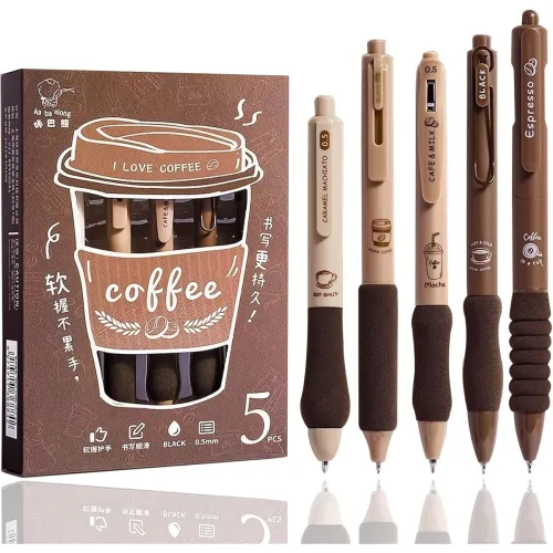 Image of UCRAVO Coffee Theme Retractable Gel Pens
