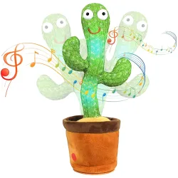 UCRAVO Cactus Toy with Dancing, Lighting,Singing, Recording and Repeat Your Words, Lights Cactus Toy for Kids (dance cac