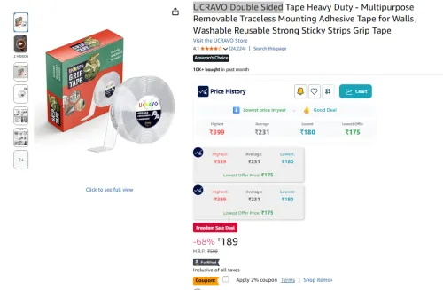 Image of UCRAVO Double Sided Tape Tape for Walls