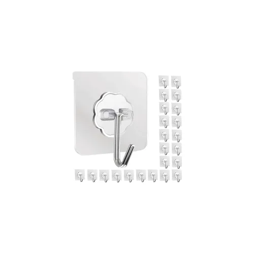 Image of UCRAVO Wall Hooks for Hanging Strong Sticker Sticky Heavy Duty Home Kitchen Bathroom Key Frame Holders (Pack of 20)