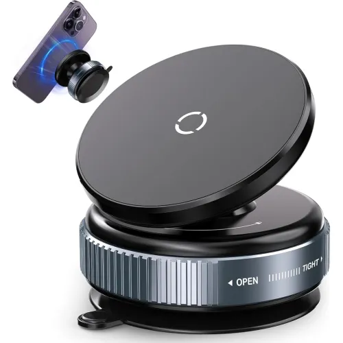 Image of UCRAVO Magnetic Car Mobile Holder | 360° Adjustable Rotatable Foldable Retractable Grip Hands-Free Suction Cup | Phones 
