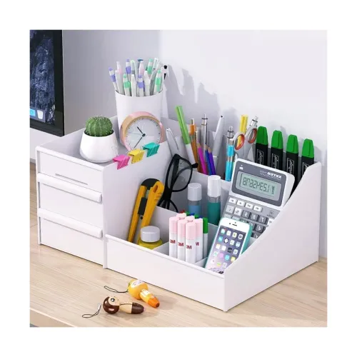 Image of UCRAVO Office Desk Organizer Box with Drawer