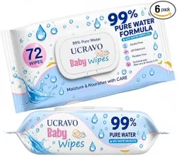 UCRAVO Pack of 6 Soft Baby Wipes