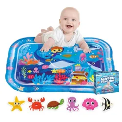 UCRAVO Tummy Time Water Play Mat for Babies & Infants Inflatable Sensory Learning Toy Leakproof Aqua Pad for Newborn 3-1