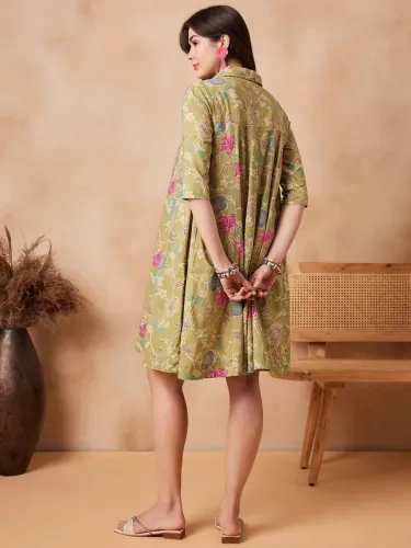 Image of UGMAZ  Women Printed Viscose Rayon Flared Kurta 