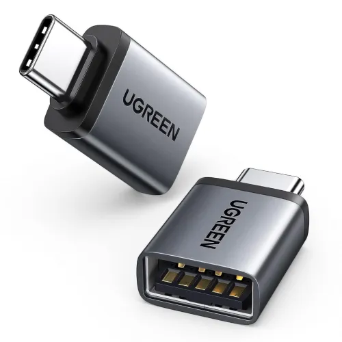 Image of UGREEN USB C to USB Adapter 10Gbps Aluminum OTG Cable 2 Pack, Dark Gray