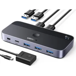 UGREEN USB 3.0 Switch, 2 in 4 Output USB Switcher, 2 Computers Share