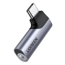 UGREEN USB C to 3.5mm Audio Adapter Type C Aux Headphone Jack DAC Stereo Mic HiFi Right Angle Dongle Compatible with iPh