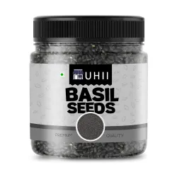 UHII Raw Basil Seeds for Weight Loss and Healthy Detox Drinks Natural for Eating Nutritious Seeds for Smoothies and Stress Relief Natural Body Coolant for Summer (300g)