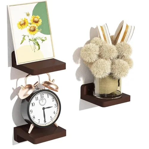 Image of UHUD CRAFTS Small Floating Shelves, Set of 3 Shelves for Wall Decor & Storage