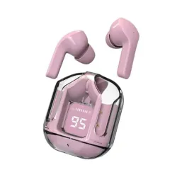 UltraPod Max Pink Transparent Earbuds Case with Digital Display