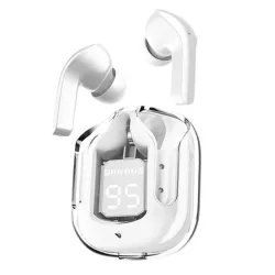Ultrapods TWS Earbud, Bluetooth Earbuds with Display, Transparent Design, 30Hrs Playtime & Fast Charging, Bluetooth 5.3 + ENC, 13mm HD BASS Drivers, IPX7 Sweat-Proof, Built-in Mic (White)