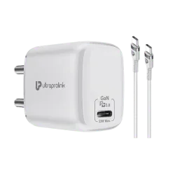 ultraprolink Boost 33W Type C Fast Charger (Type C to Type C, Multi-Layer Protection, White)